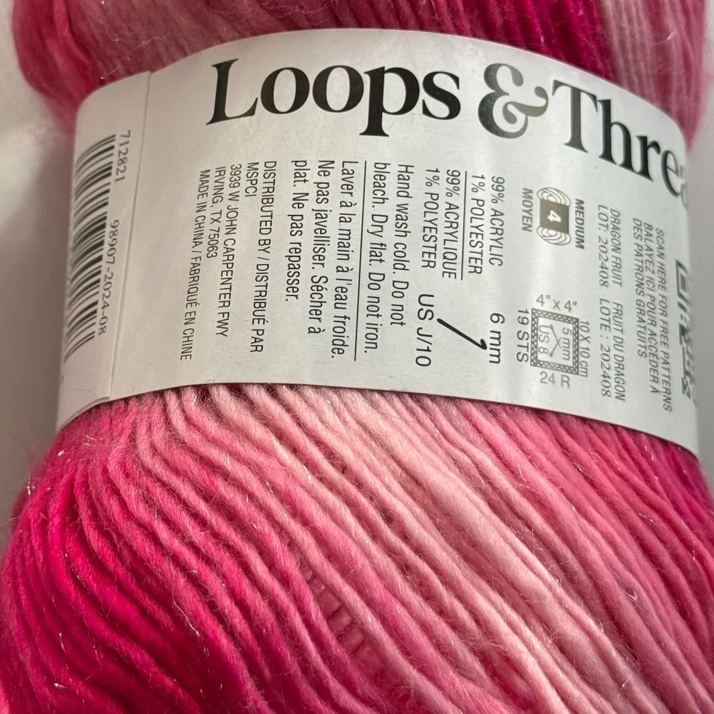 Loops & Threads Facets | Medium 4 | Dragon Fruit | 2 Skeins - Picture 4 of 4